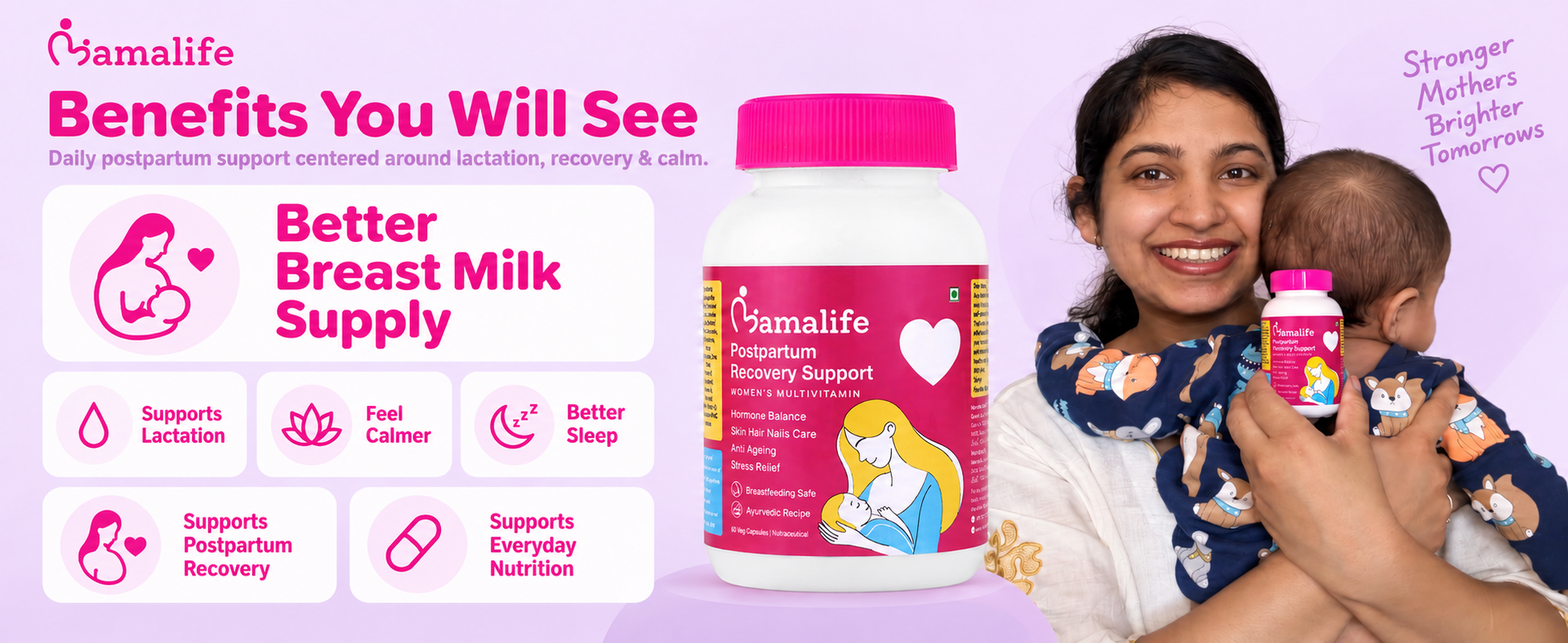 Mamalife Lacta Heal Postpartum Multivitamin with Shatavari, Ashwagandha, Brahmi & Iron | Improves Breast Milk Supply | Supports Hormonal Balance & Postpartum Recovery | 60 Capsules | 30 Day Supply