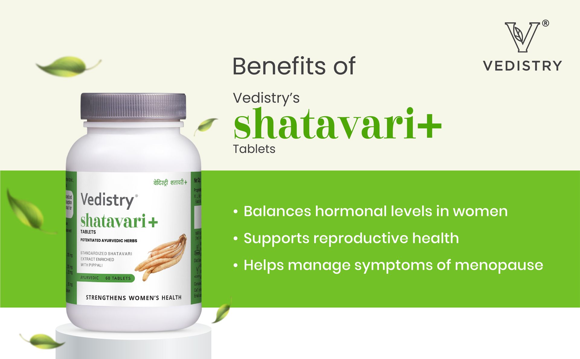 Vedistry Shatavari+ Tablets with Shatavari & Piperine to Maintain Hormonal Balance & Promote Fertility | Ayurvedic Tablet to Boost Health, Vitality & Reduce Weakness, Fatigue, Poor Metabolism, Menstrual Irregularity | Improves Lactation and Provides Energy, Strength, Rejuvenation & Revitalization for Women – 60 Tablets (Pack of 1)