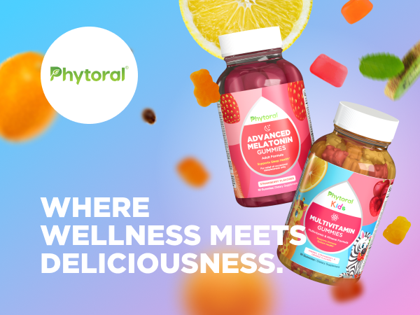 Phytoral Vitamin B Complex Gummies with B6 B12 & Folate, Vegan- 60 Count