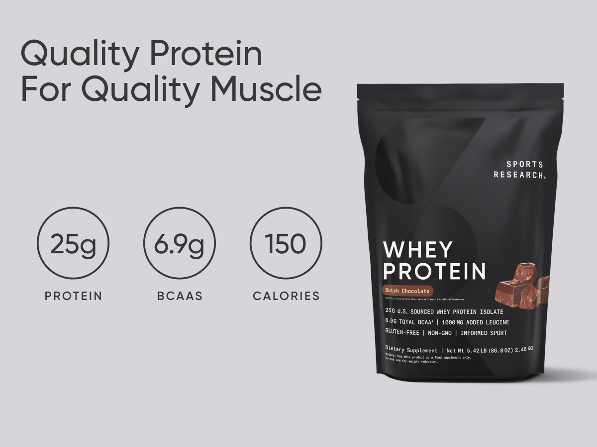 Sports Research® Whey Protein Isolate Powder Dutch Chocolate, 5.42lb Bag