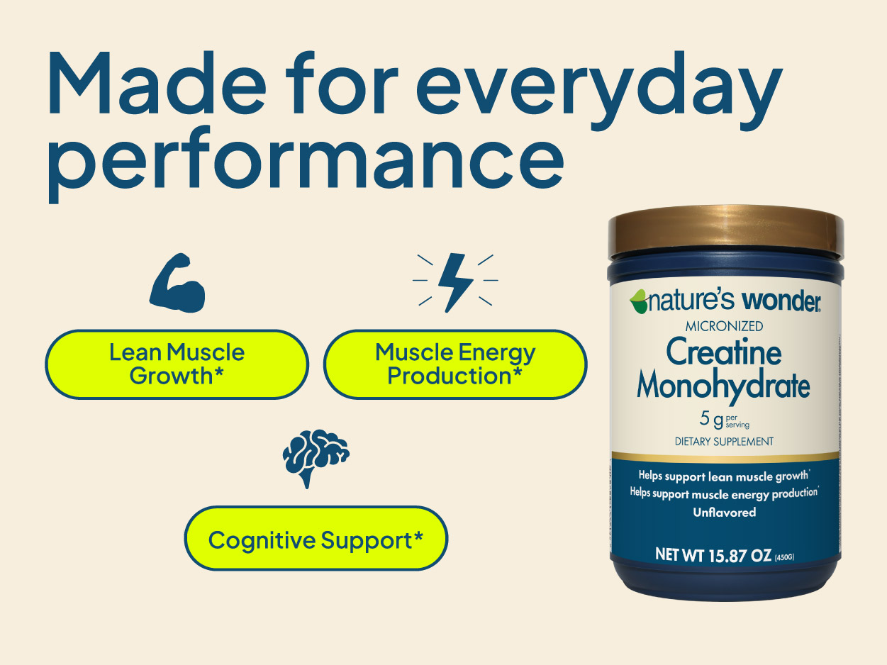 Nature's Wonder Micronized Creatine Monohydrate Powder, 90 Servings