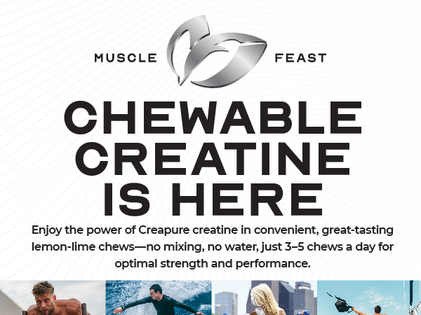 Muscle Feast Creapure Creatine Monohydrate Chewables, Lemon Lime, 120 Tabs