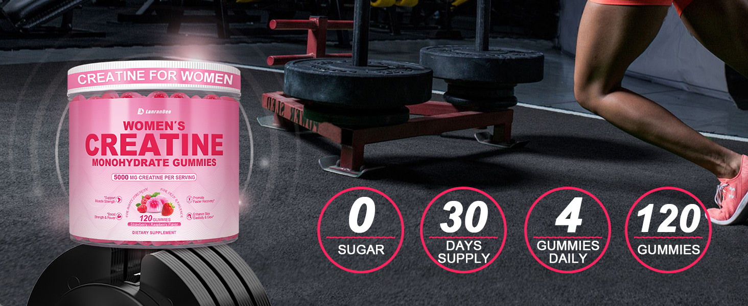 Creatine Gummies for Women, Creatine Monohydrate Gummies with Collagen