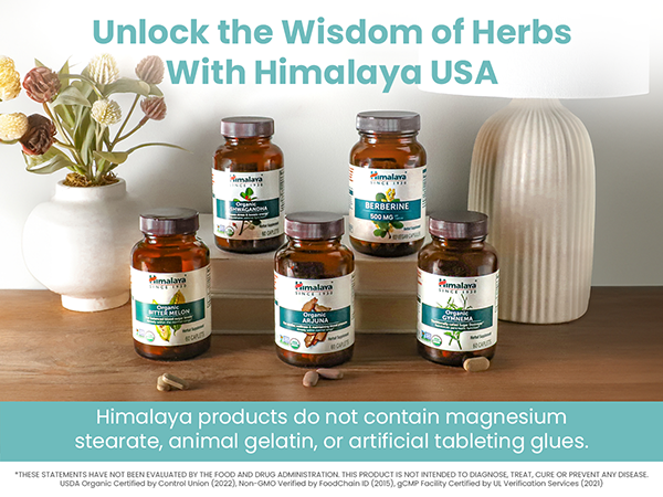 Himalaya USDA Organic Ashwagandha Root, 670 mg, 60 Day Supply, 60 Caplets