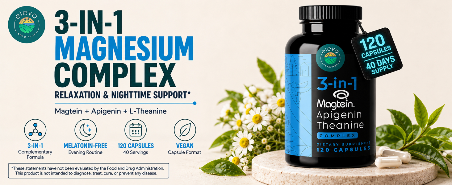 Magnesium L-Threonate, Apigenin & L-Theanine Sleep Complex, 120 Caps