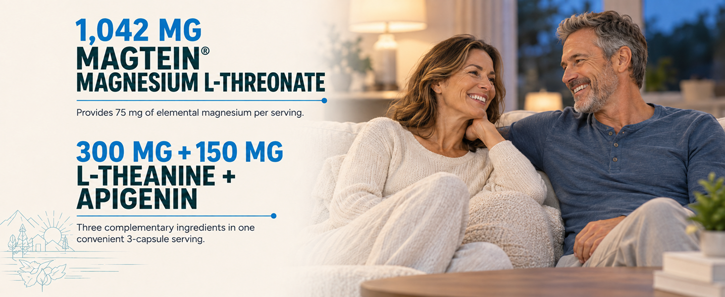 Magnesium L-Threonate, Apigenin & L-Theanine Sleep Complex, 120 Caps