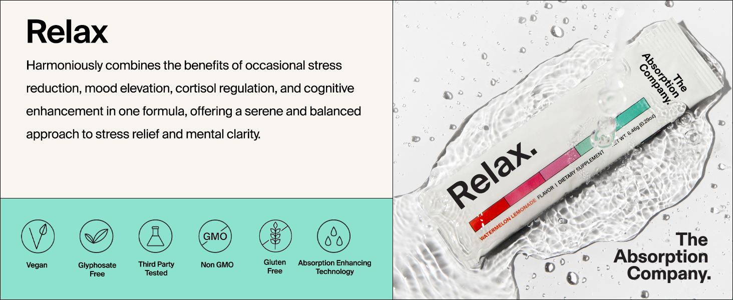 The Absorption Company Relax Powder, Calming Magnesium Drink Packets, 7PK