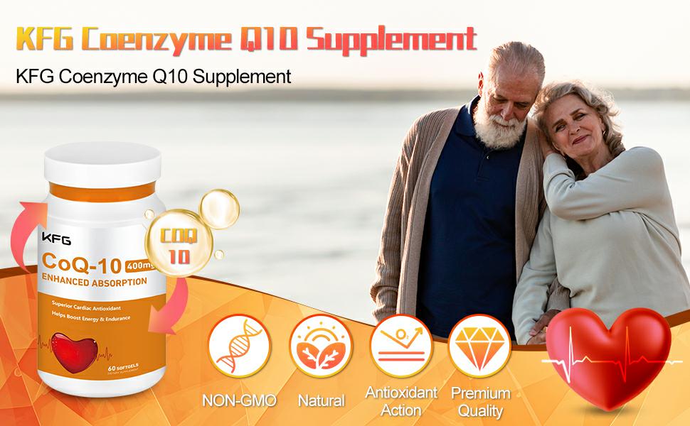 KFG CoQ10 400mg Softgels, Coenzyme Q10 Supplements Support Heart Health, Cardiovascular Health, Immune System & Cellular Energy Production, Gluten Free