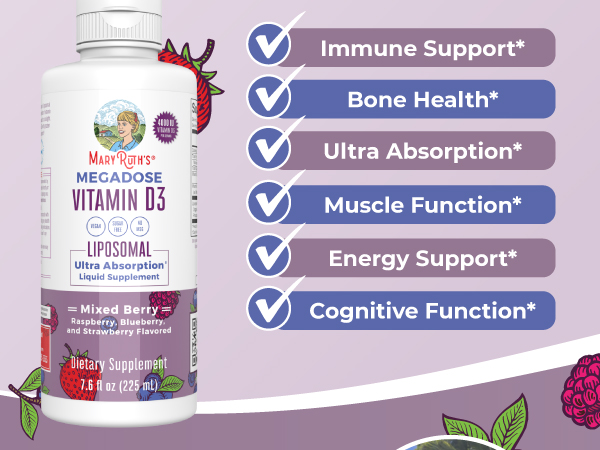 MARYRUTH'S Megadose Vitamin D3 Liposomal, Vitamin D 4000 IU, 45 Servings