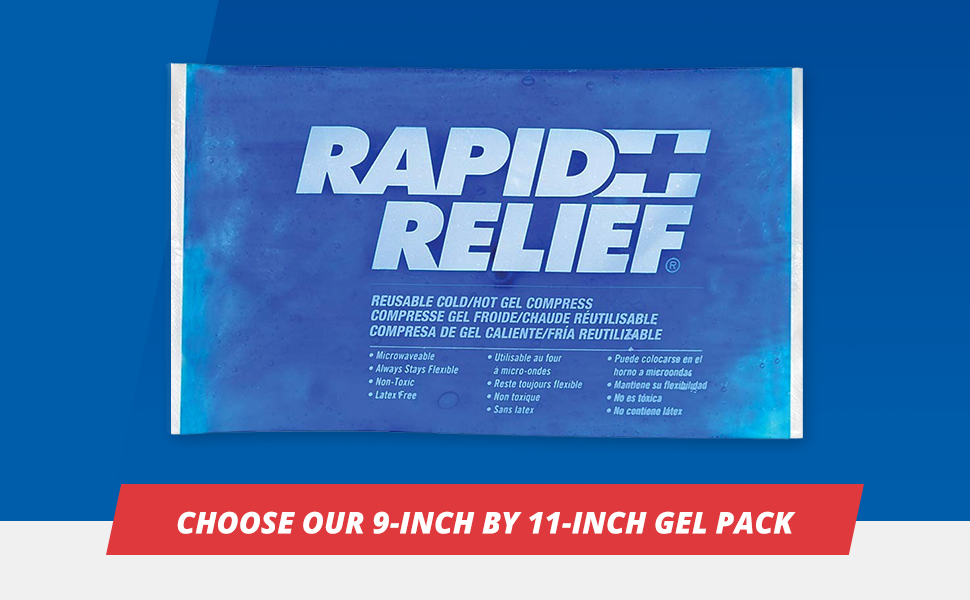 Rapid Relief Gel Ice Pack, Reusable Cold Pain Relief, Large 9x11 Inch 1 Ct