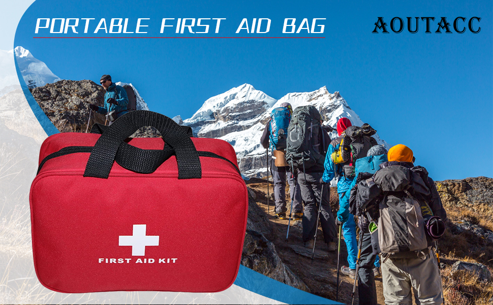 Nylon First Aid Empty Kit,Compact Waterproof and Lightweight First Aid Bag with Zippered for Emergency at Home, Office, Car, Outdoors, Boat, Camping, Hiking(Bag Only)