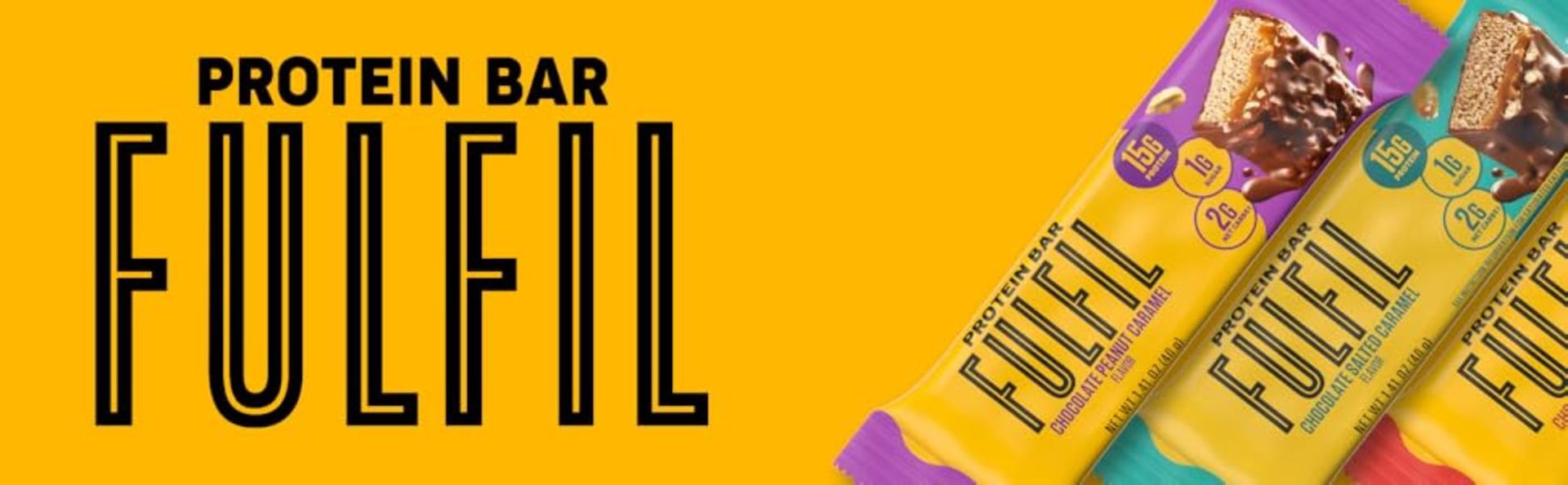 FULFIL Protein Bars, Chocolate Salted Caramel Flavored, Gluten Free with 20g Protein, Pantry Staples, 12 Count