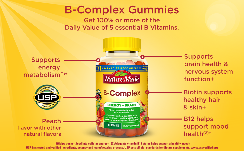 Nature Made Vitamin B Complex Gummies, 60 Pectin Based Gummies
