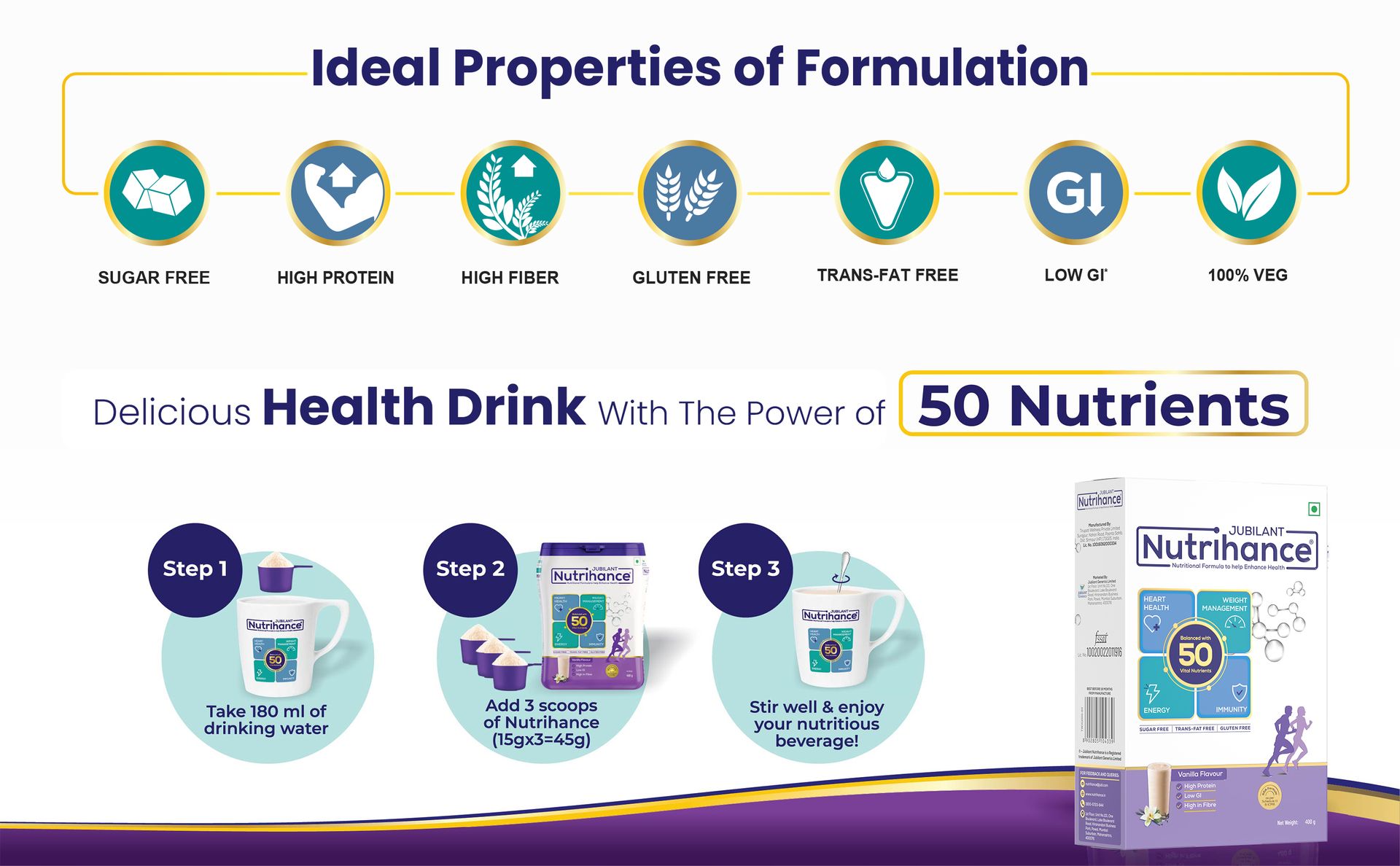 Nutritional Formula Powder Help Enhance Health Vanilla Flavor 400 Gm Nutrition Drink(400 G Vanillla Flavored), 1 count, 8 servings