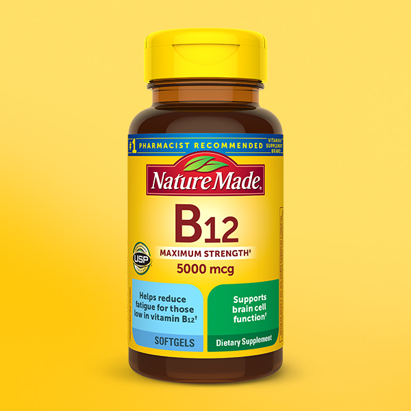 Nature Made Maximum Strength Vitamin B12 5000 mcg Softgels, 60 Softgels