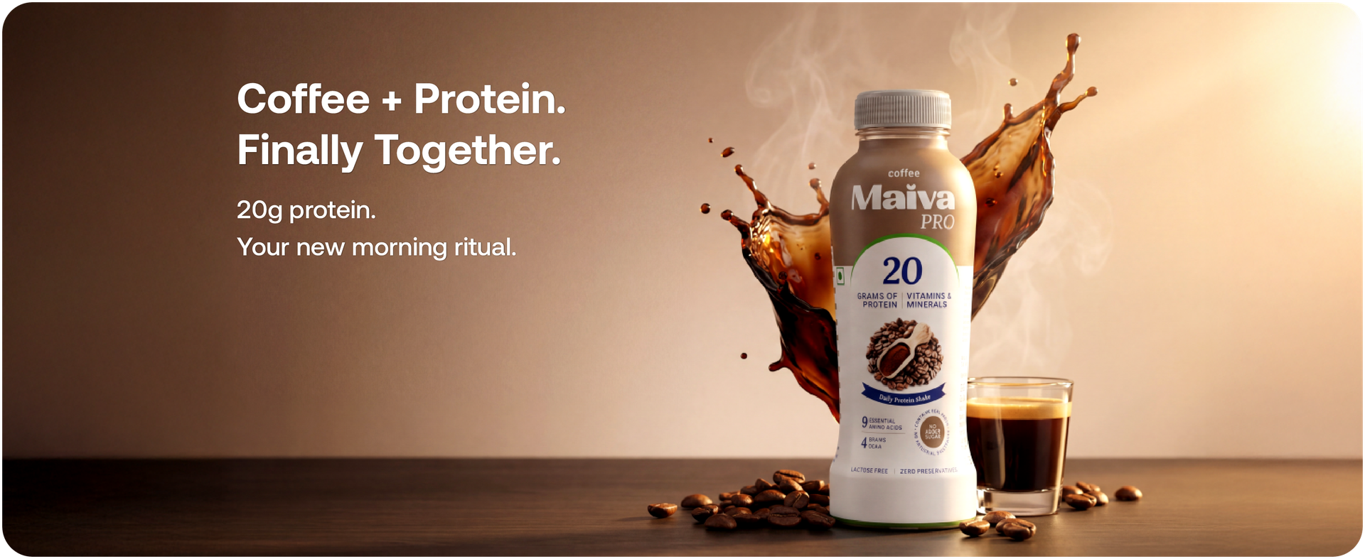 Maiva Pro Coffee Plant Protein Shake - 300ml (Pack of 12) | 20g Protein , 20 Vitamins & Minerals | Smooth & Delicious | Light on Stomach | Vegan, Lactose-Free, No Added Sugar, No Preservatives, No Artificial Sweetener