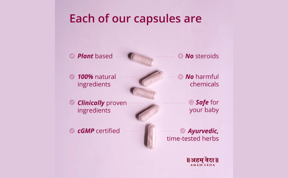 Ayurvedic Lactation Enhancer Capsules | Shatavari + 9 Herbs for Breastfeeding Mothers | Supports Healthy Milk Supply Naturally | 100% Herbal Supplement, No Added Sugar | 60 Veg Capsules, by AhamVeda