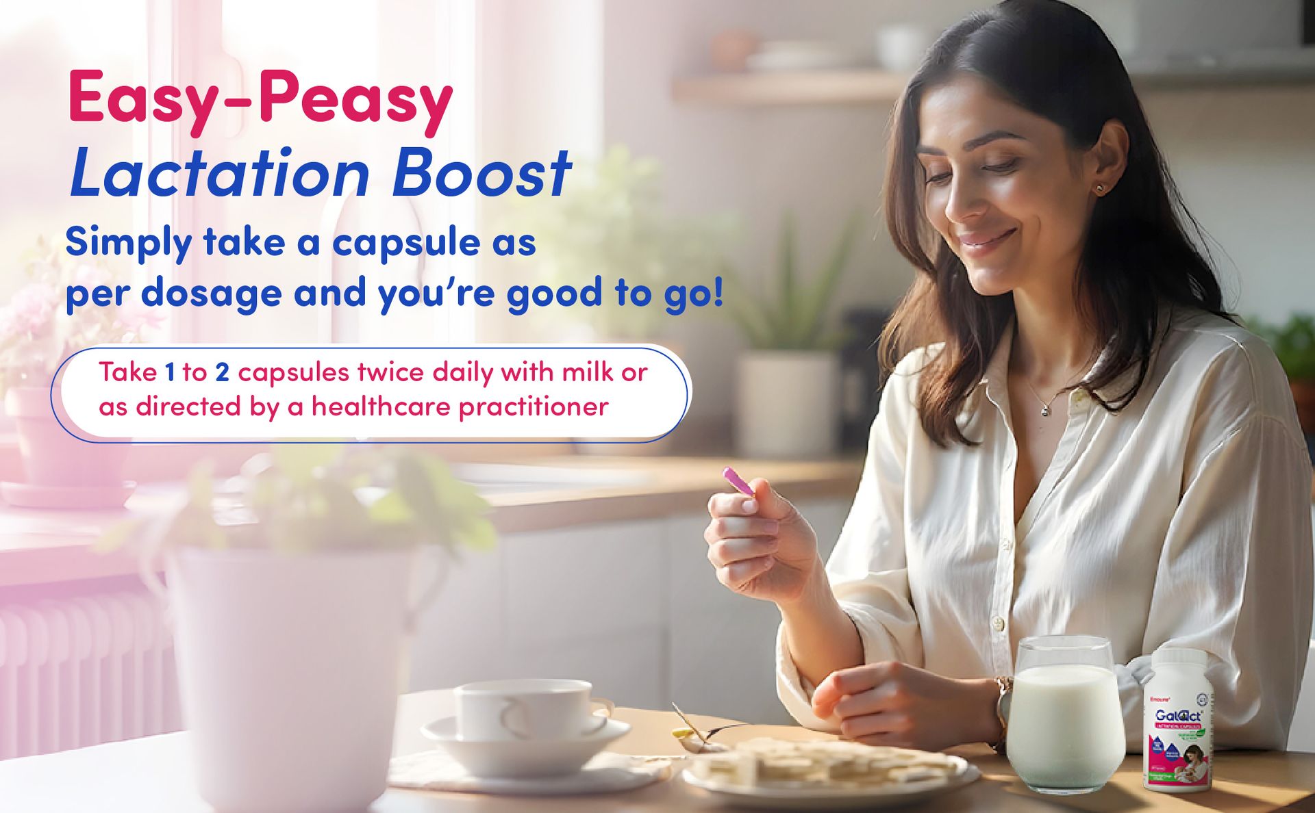 Galact Lactation Capsules – Breast Milk Booster & Lactation Supplement for Breastfeeding | Infused with Shatavari & 6 Natural Herbs | Increases Breast Milk Quantity | Pack of 60 Capsules
