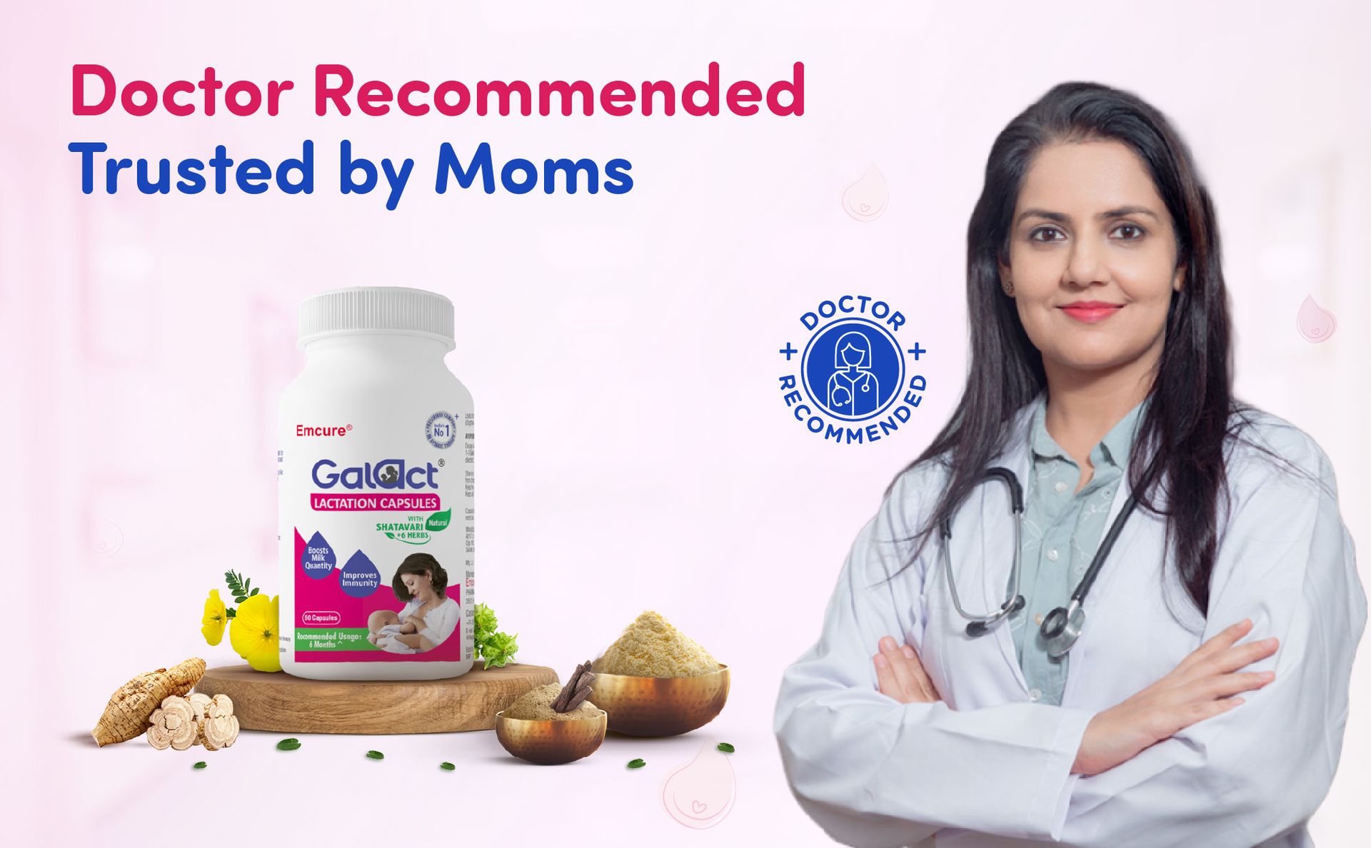 Galact Lactation Capsules – Breast Milk Booster & Lactation Supplement for Breastfeeding | Infused with Shatavari & 6 Natural Herbs | Increases Breast Milk Quantity | Pack of 60 Capsules