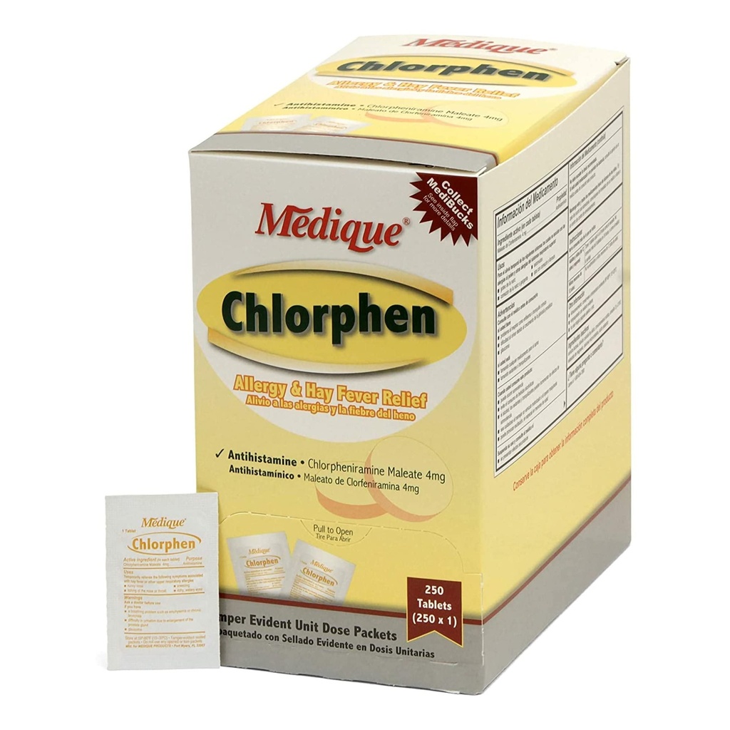 Medique Chlorphen Allergy הקלה 4 מ"ג Chlorpheniramine Maleate Tablet, 1 לכל Box