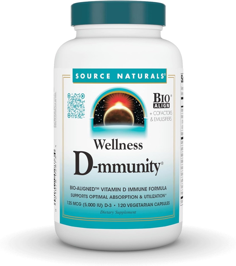 מקור טבעי בריאות D-mmunity, Bio-Aligned ויטמין D Immune Formula, תומך ב- Optimal Absorption ו- Utilization* - 120 קפסולות צמחוניות