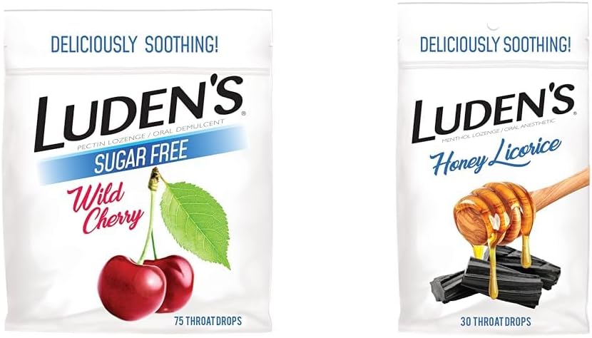 Ludens Wild Cherry Sugar Drops, 75 Count & Honey Licorice גרון טיפות, 30 הרוזן