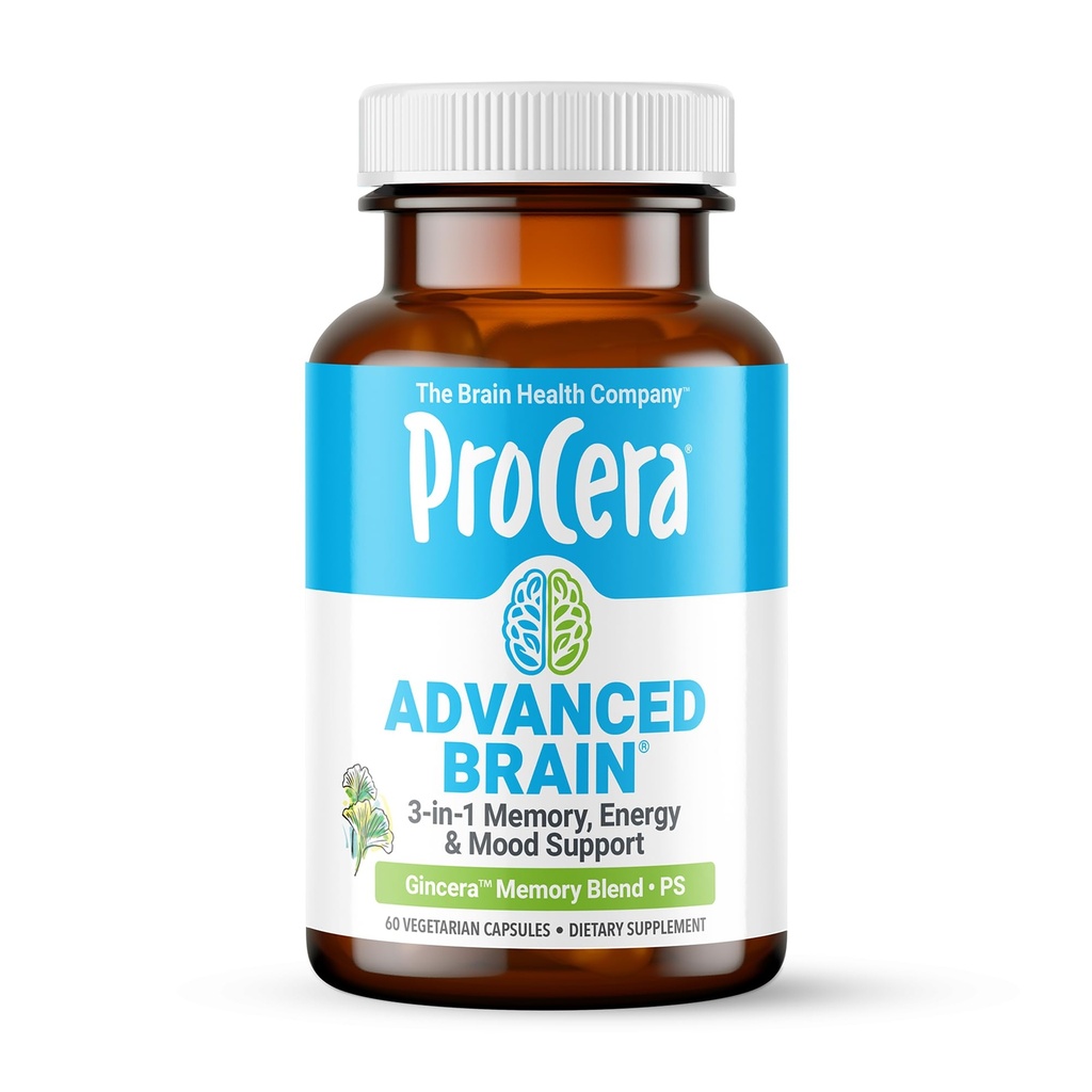 Procera Advanced Brain - Fast Acting - Ingredients נתמך על ידי 100 + מחקרים - שיפור זיכרון, Recall - ריכוז - Clears Fog - בהירות נפשית - ירידה קוגניטיבית - 60 Count