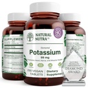 טבעי Nutra Elemental Potassium Gluconate 99 מ"ג תזונה - מקדם אנרגיה, עוזר Boost Nervous System, מקדם בריאות הלב, רגולציה מינרלים, תפקוד שרירים - 250 טבליות טבעוניות