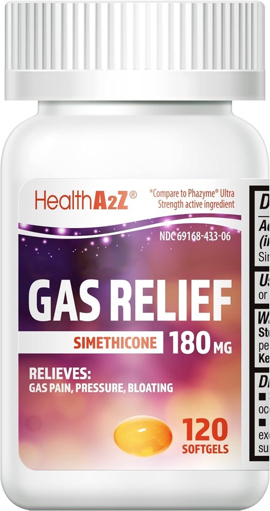 HealthA2Z- Gas Relief Simethicone | 180 MG | Relieves from Stomach Discomfort and Gas
