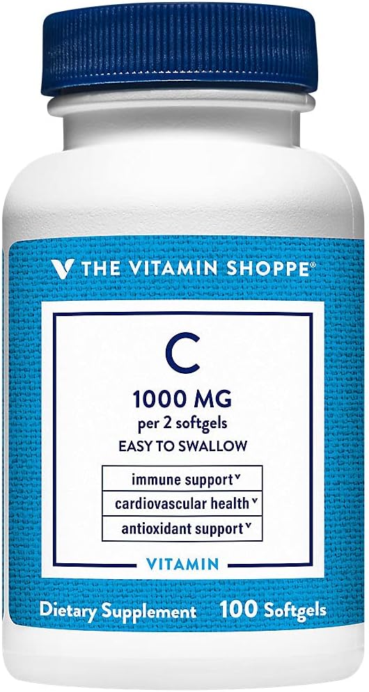 ויטמין Shoppe ויטמין C 1000MG, קל ל Swallow, Antioxidant כי תומך Immune ו Cardiovascular בריאות (100 Softgels)