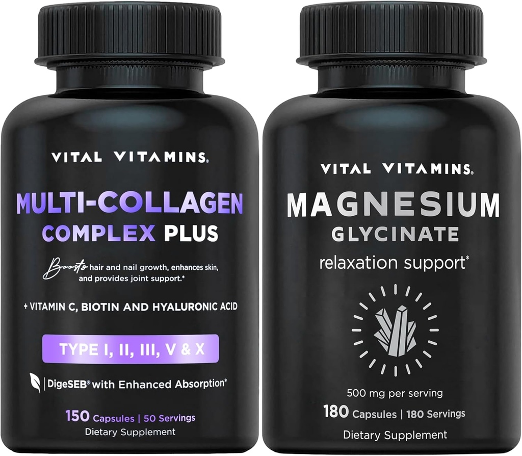 ויטמין Vital ויטמינים Multi Collagen Plus כמוסות + מגנזיום Glycinate קפסולות