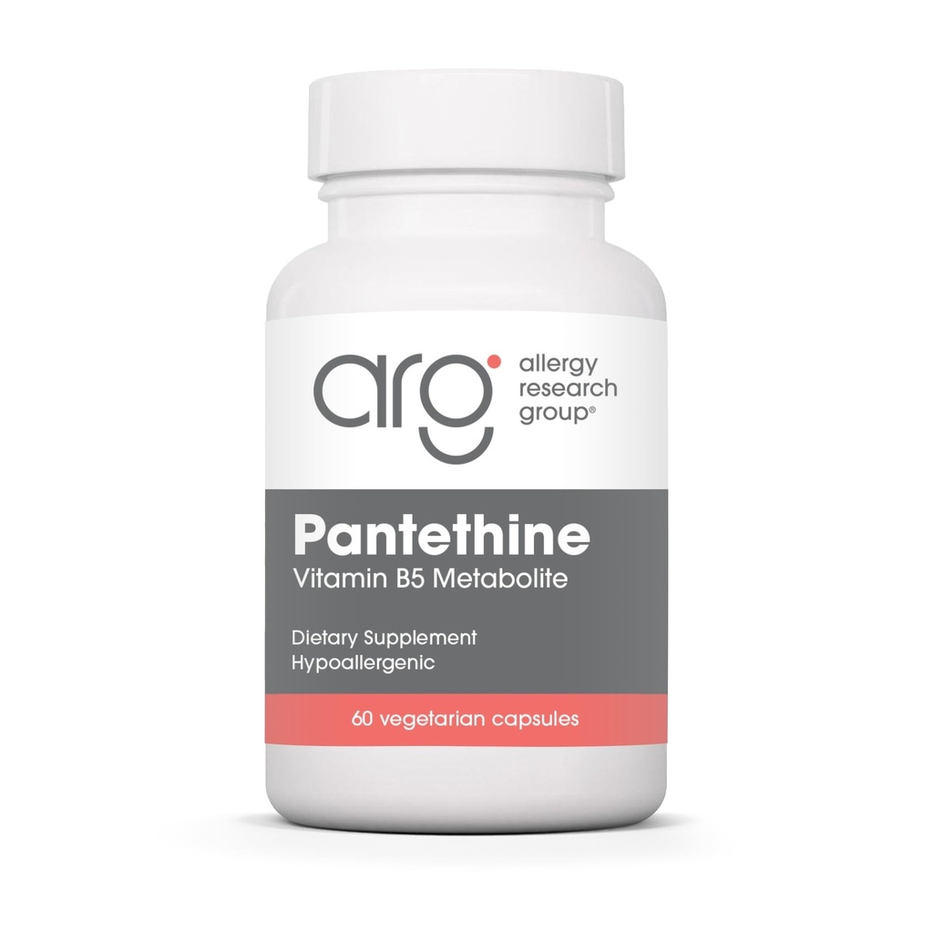 Allergy Research Group Pantethine תוסף - ויטמין B5, Pantothenic Acid, Metabolism Support, Liver Support, Cardiovascular Supplement, Coenzyme A, 660mg Vegetarian קפסולות - 60 הרוזן