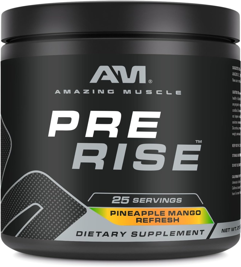 שריר מדהים לקום | תוספת של אבקת Pre-Workout עם Caffeine & Beta-Alanine עבור גברים ונשים | 25 משרתים (25 משרתים, Pineapple מנגו מרעננים)