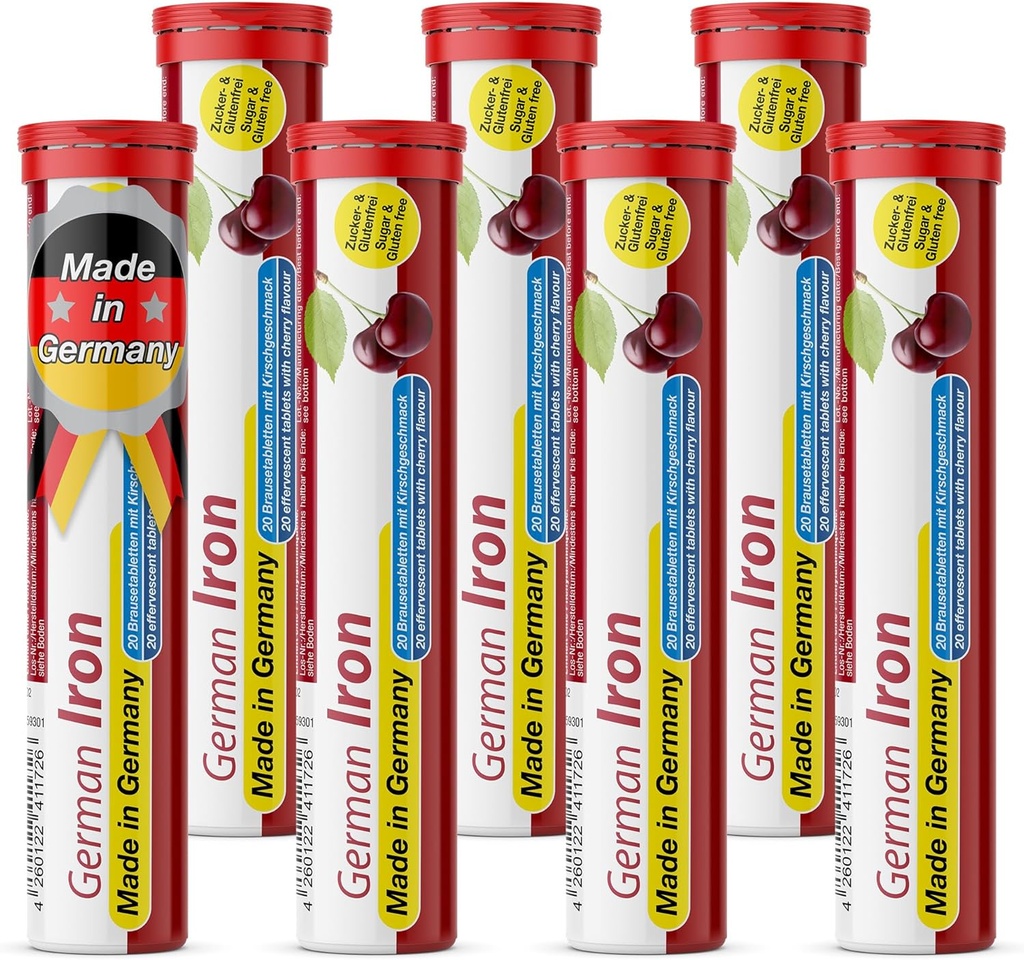 T&D German Iron 14 מ"ג - 140 טבליות משקאות טבעוניים - דובדבן - מיוצר בגרמניה