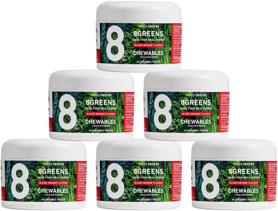 8 Greens World's First Green Chewable Made from Real Greens to Support Immunity & Energy, Greens אבקת (Pack of 6)