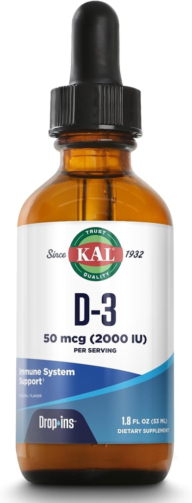 ויטמין D3 2000 IU (50 mcg) DropIns - ויטמין נוזלי D3 טיפות - כוח העצם ותוספת תמיכה החיסון - Vegetarian, 60-Day Promise, Approx. 590 משרתים, 1.8ozozoz