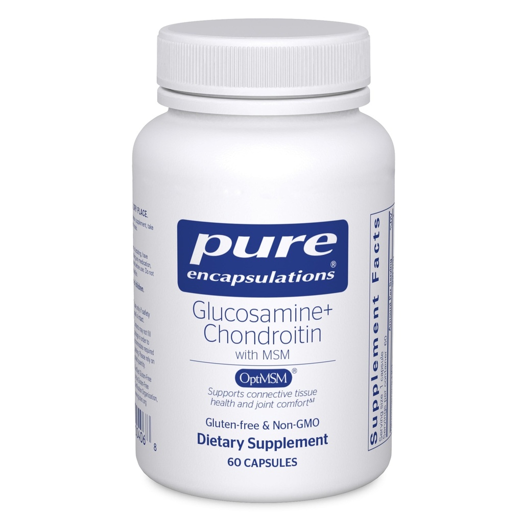 Pure Encapsulationsulationsamine Chondroitin עם MSM - תמיכה משותפת בריאות ונורמלי קרטליזציה * - שמירה על פעילות אנזים - Gluten-Free & non-GMO - 60 קפסולות