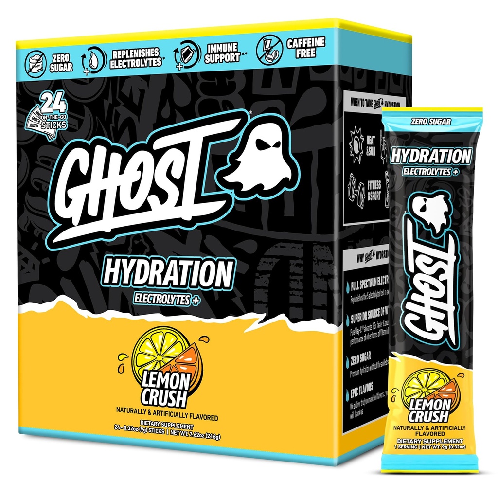 Gair hydrotion Packets, לימון Crush, 24 Sticks, אבקת אלקטרוליט - שתו תערובת תוספת עם Magnesium, Potassium, Calcium, ויטמין C - ידידותי טבעוני, חינם של Soy, Sugar & Gluten