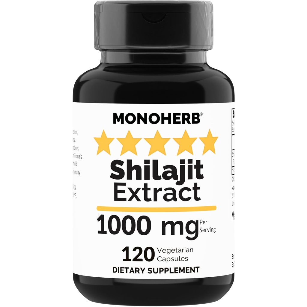 MONOHERB Shilajit לחלץ 1000 מ"ג - 120 קפסולות צמחוניות