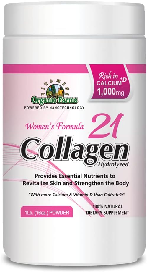 קולגן 21 hydrolyzed - 1Lb. (16oz.) - תוספת קולג'ן לנשים, פורמולה של נשים - מחזק עצמות ועור - 100% תזונה טבעית