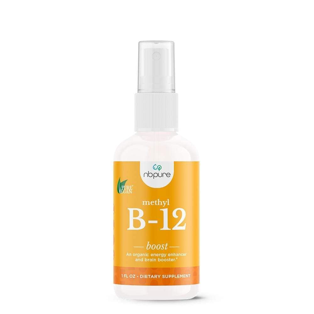 Nbpure אורגני & טבעוני ויטמין Methyl B12 Spray - אנרגיה טבעית, Mood ו מערכת העצבים תמיכה לנשים, גברים, ילדים - 500mcg נוזל Methylcobalamin Per Spray