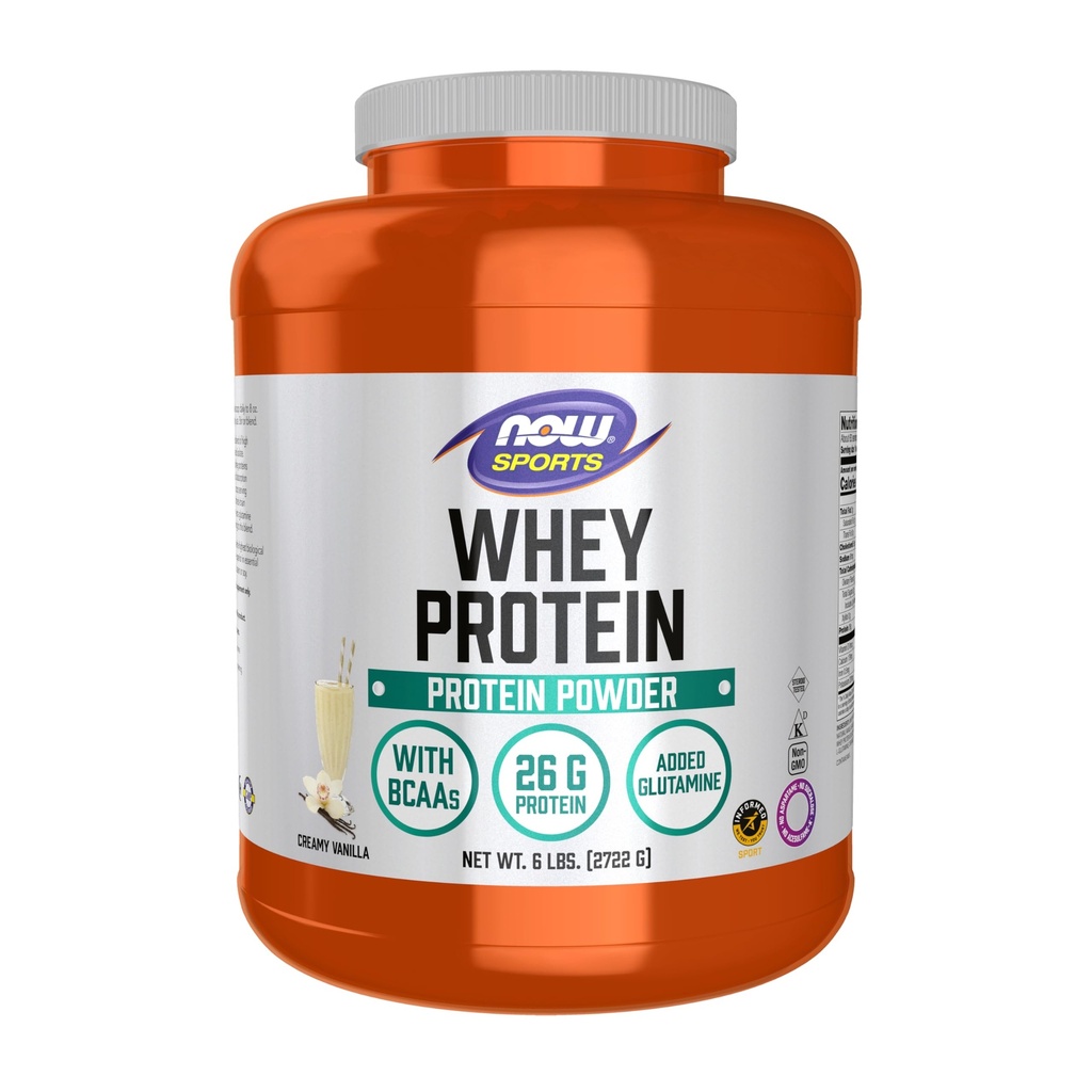 עכשיו ספורט תזונה, חלבון Whey, 26 גרם עם BCAAs, אבקת וניל הקרום ונוילה, 6-Pound