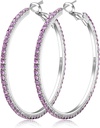 925 סטרלינג Silver Earrings גדול Rhinestone Hoop אוזנייםrings Big Cubic Zirconia Hoop אוזנייםrings דק Rhinestones Round Hoop אוזנייםrings for Women 20/30/40/50/60/70mm Sparkly Hoops with Crystals for Womens