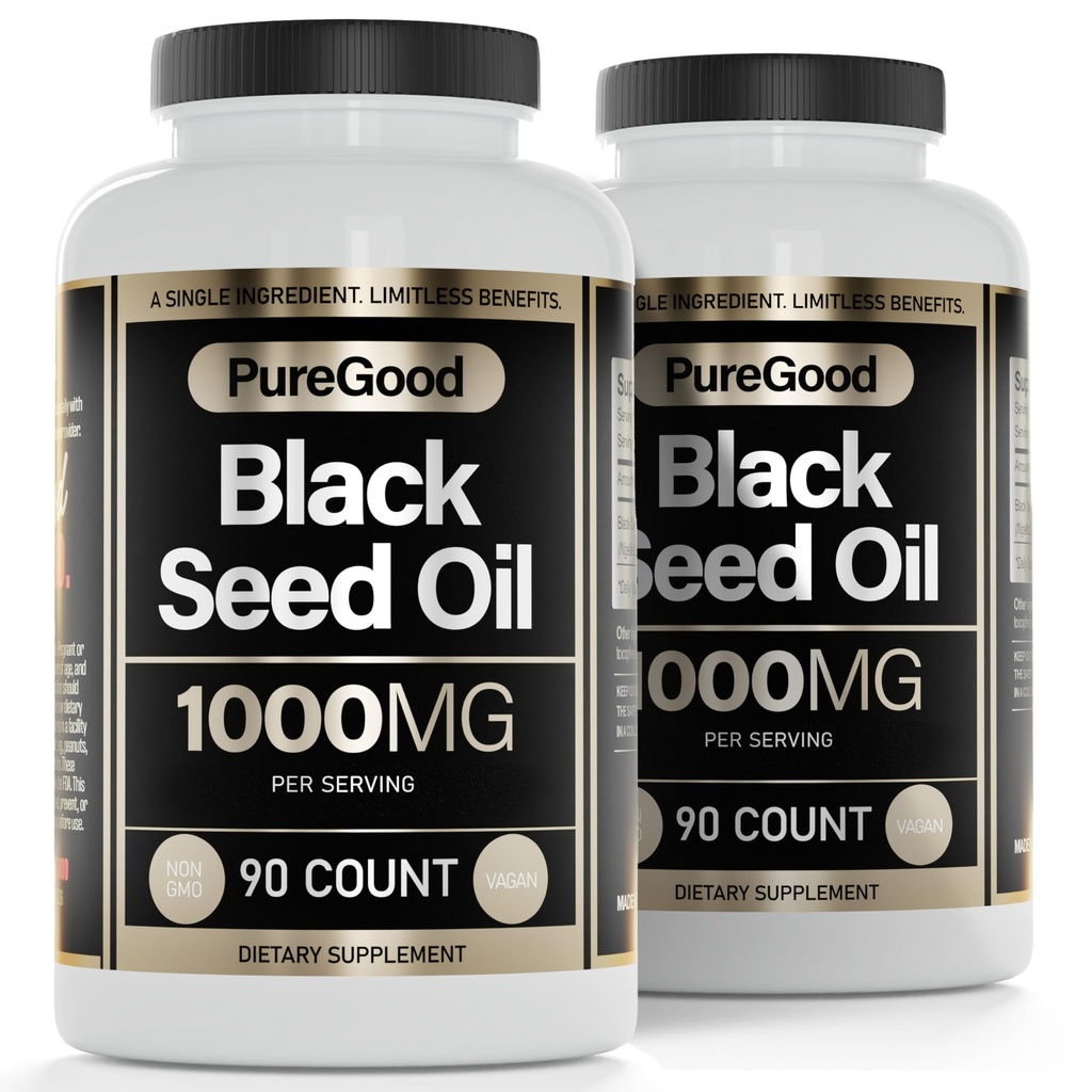 2 Pack - Black Seed Oil קפסולות, 500 Mg, Cold Pressed High Potency Digestive Aid, 90 Count 100% Non GMO Pure Black Cumin Seed Oil קפסולות
