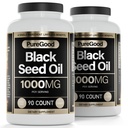 2 Pack - Black Seed Oil קפסולות, 500 Mg, Cold Pressed High Potency Digestive Aid, 90 Count 100% Non GMO Pure Black Cumin Seed Oil קפסולות
