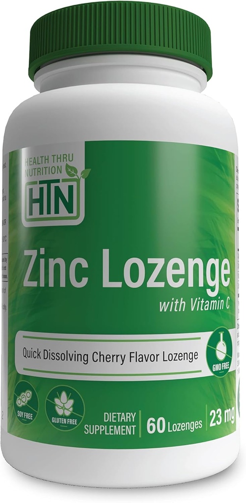 בריאות Thru Nutrition Zinc Lozenge עם ויטמין C | Zinc 23 מ"ג ויטמין C 30 מ"ג | Natural Chery Flavor | תמיכה בתפקוד החיסון הבריא | 3rd Party Tested | Non-GMO, Gluten & Soy Free (Pack of 60)
