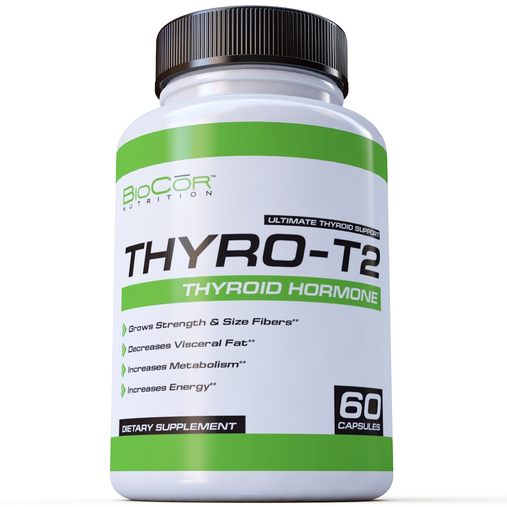 BioCor Nutrition Thyro-T2 Thyroid הורמון שמן שורר - Boost Metabolism וירידה במשקל (60 קפסולות - 1 חודש אספקה)