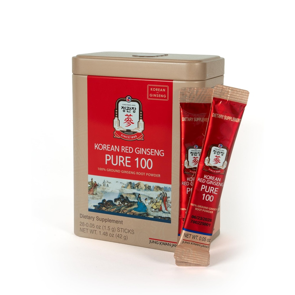 ג'ינסנג רד ג'ינסנג טהור 100 - Panax Geneseng אבקת Sticks - אנרגיה Boost & Immune תמיכה - טבעוני, Caffeine חינם, Gluten Free & Non-GMO (Net Wt. 1.48 oz, 30 Sticks)