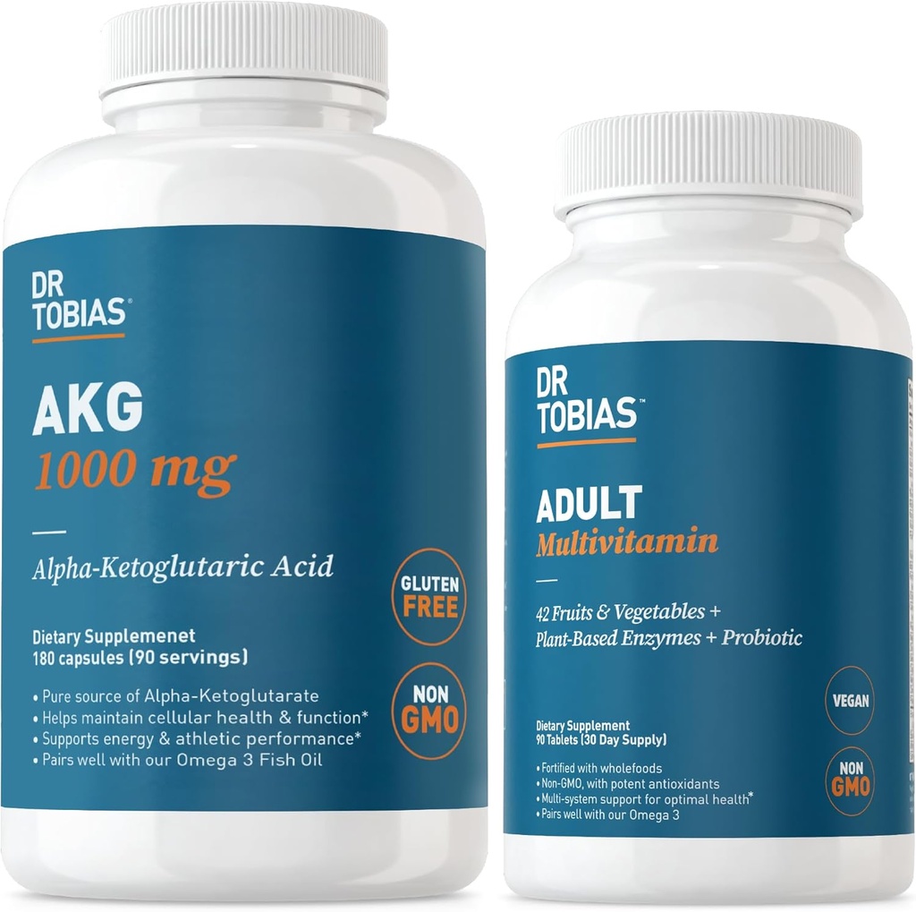 ד"ר Tobias AKG תוסף & Adult Multivitamin - תמיכה מקיפה של אנרגיה סלולרית וחומרים מזינים עבור בריאות כללית ו Vitality, טבעוני, Non-GMO