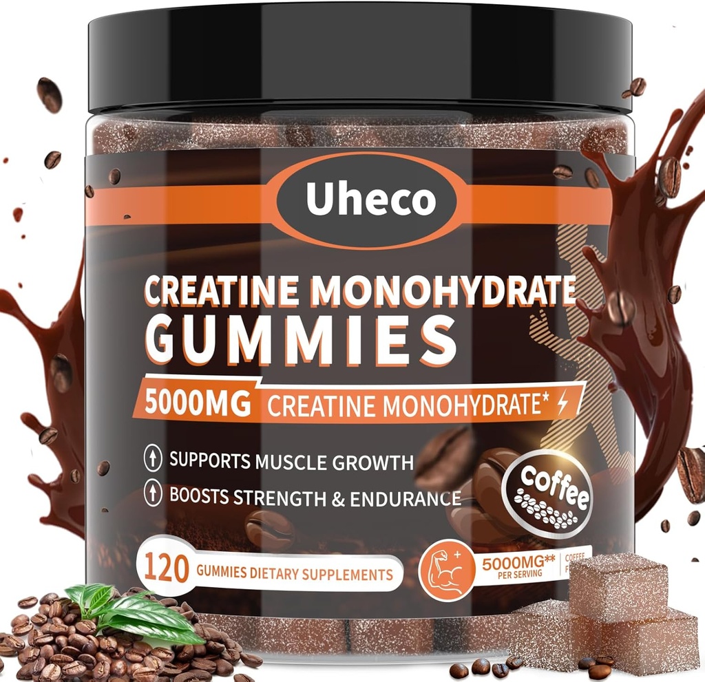 קפה פלאדר Creatine Monohydrate Gummies 5000 מ"ג עבור גברים ונשים,Contains L-Taurine + ויטמין B12, Betaine, L-Citrulline עבור כוח שרירים, לשפר את מהפכת התרגילים 116 ספירה